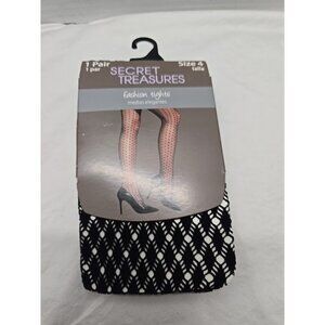 Secret Treasures Women's Fashion Tights Black Mini Argyle Size 4‎ NEW